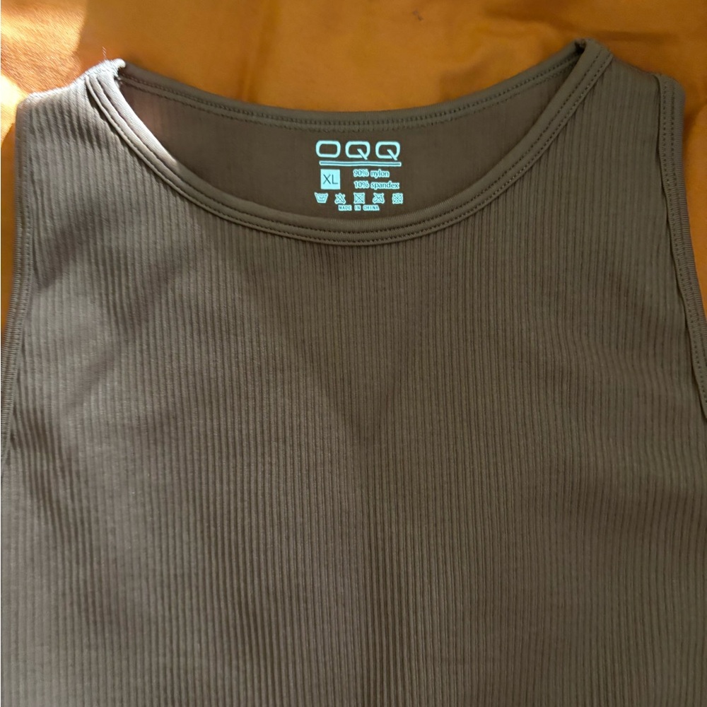 Ribbed Tank Bodysuit in Brown - OQQ
